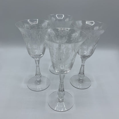 Tiffin “Cherokee Rose” Water Goblets Set of 4 /hg