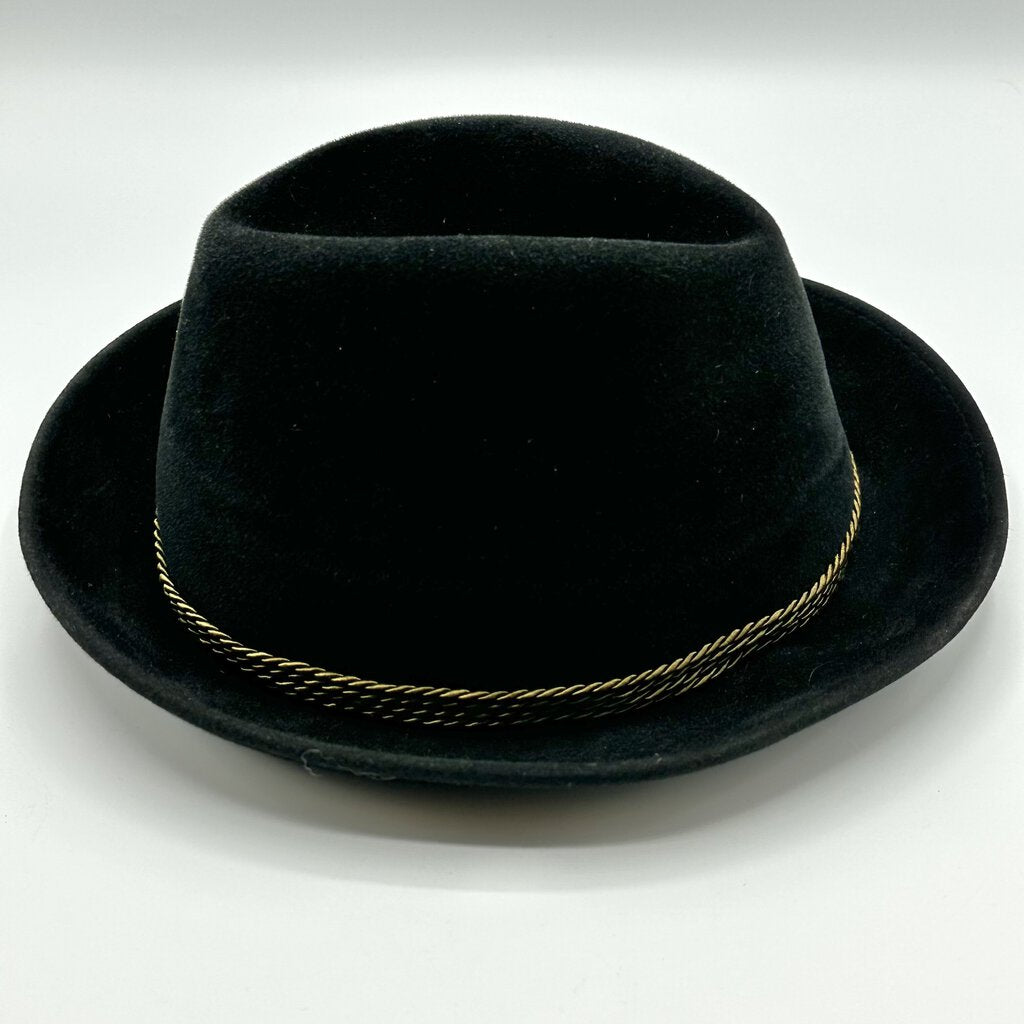 Vintage Anton Pichler Graz Black Felt Tyrolian Alpine Hat Made In Austria /cb