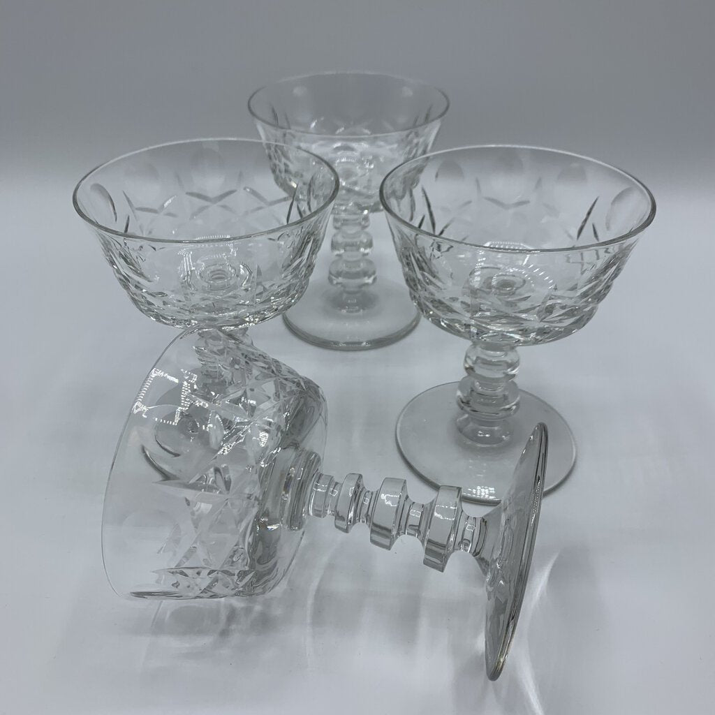 Vintage Rock Sharpe “Olive and Cross” Champagne Coupe Glasses Set of 4 /hg