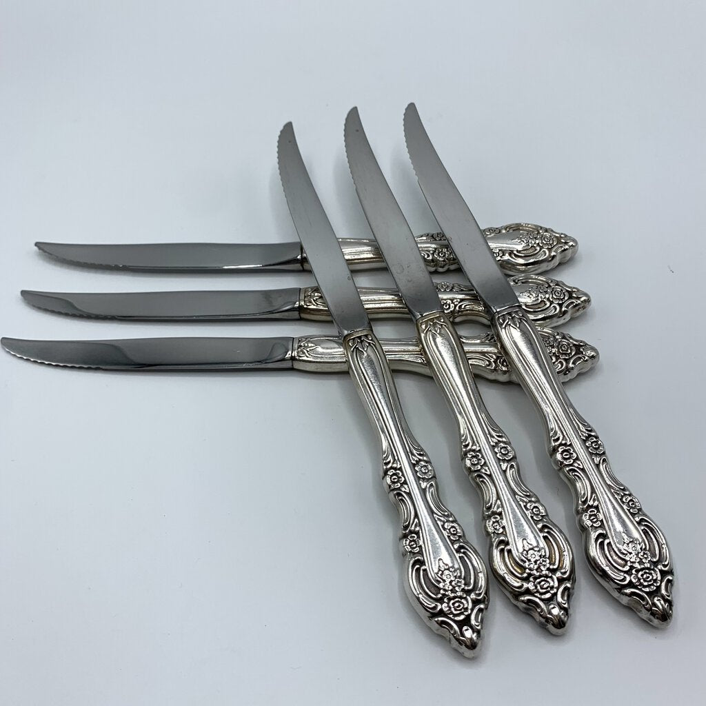 Vintage Oneida “Artistry” Silverplate Serrated Steak Knives Set of 6 /hg