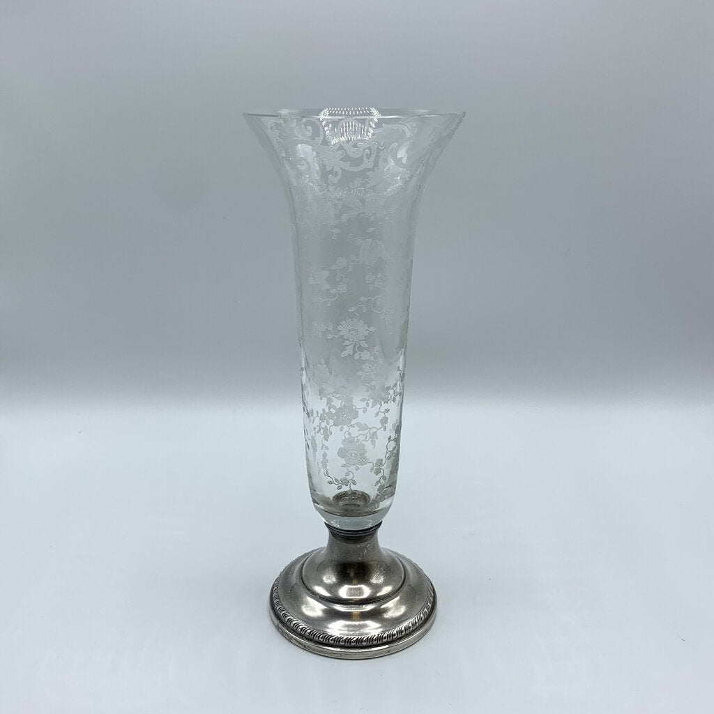Vintage Cambridge “Chantilly” Vase with Weighted Sterling Base /hg