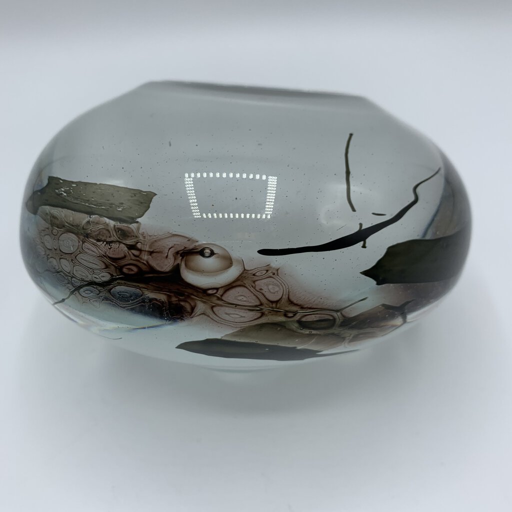 Vintage Signed “Stuart Shulman” Hand Blown Art Glass Vase /hg