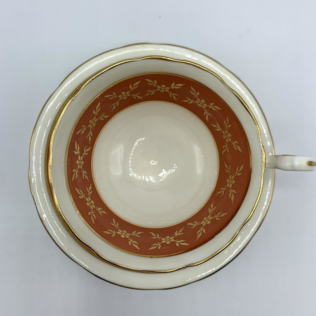 Vintage Aynsley Orange and Gold Fine Bone China Teacup and Saucer /hg