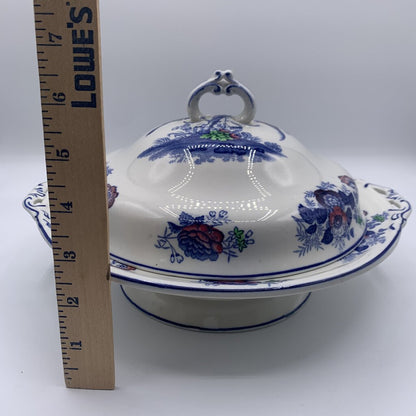 Vintage Wood & Sons “Oriental Birds” Round Covered Vegetable Dish /hg