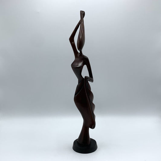 Vintage Hand-Carved Rosewood Woman Sculpture /hg