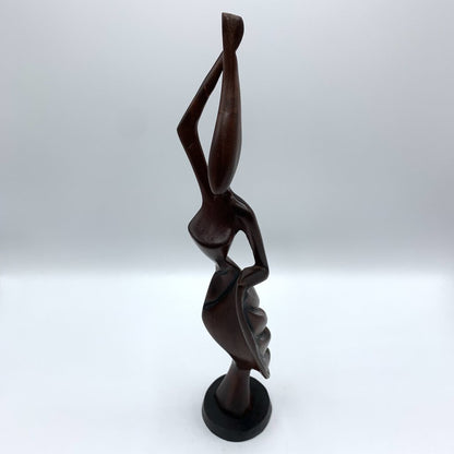 Vintage Hand-Carved Rosewood Woman Sculpture /hg