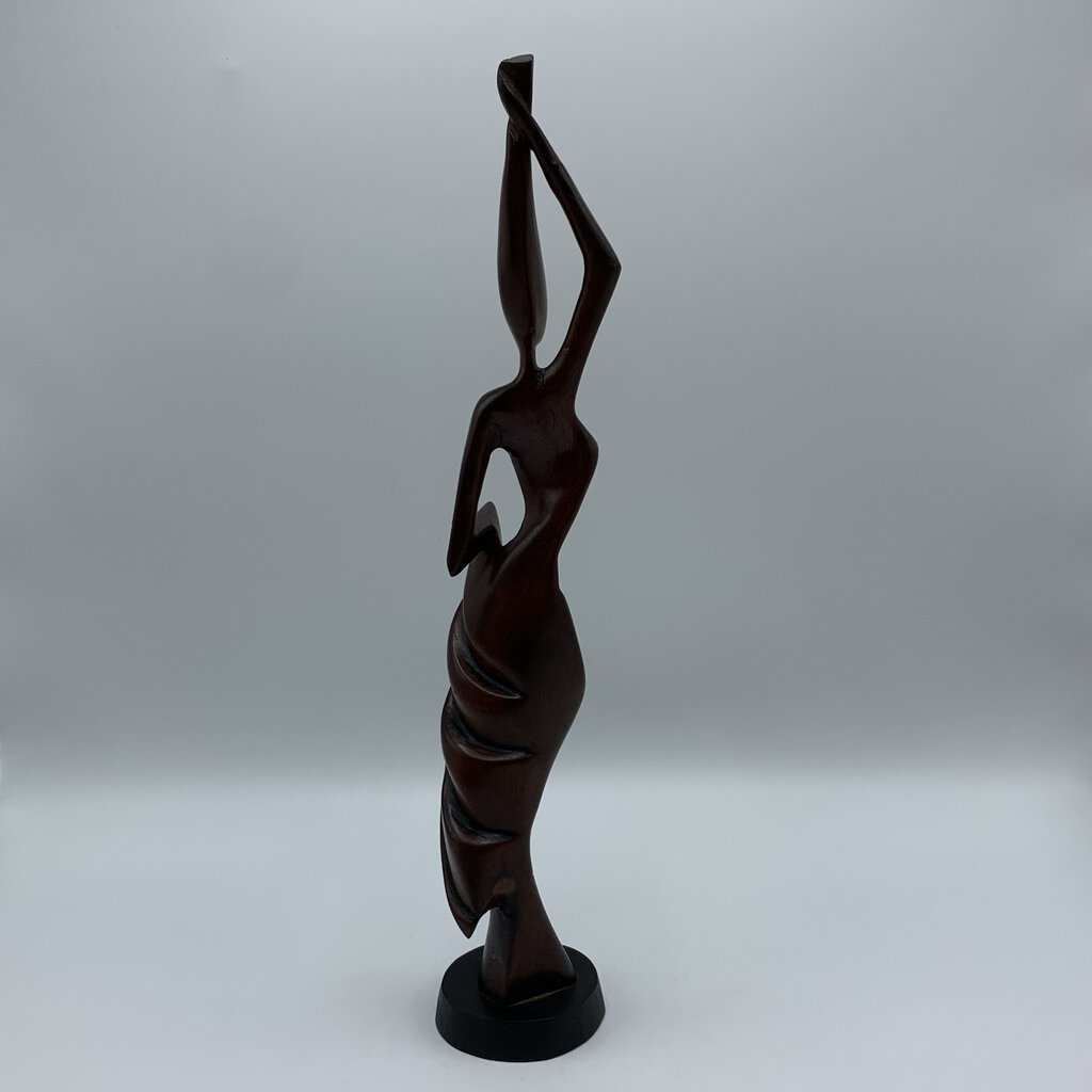 Vintage Hand-Carved Rosewood Woman Sculpture /hg