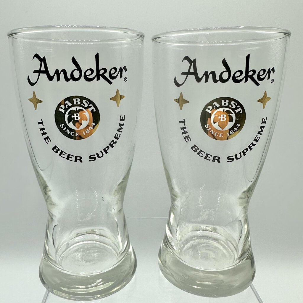 Set Of 4 Vintage Libbey Andeker Lager Beer Glasses /cb