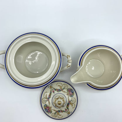 Antique Haas & Czjzek “La Boheme Blue” Sugar and Creamer Set /hg