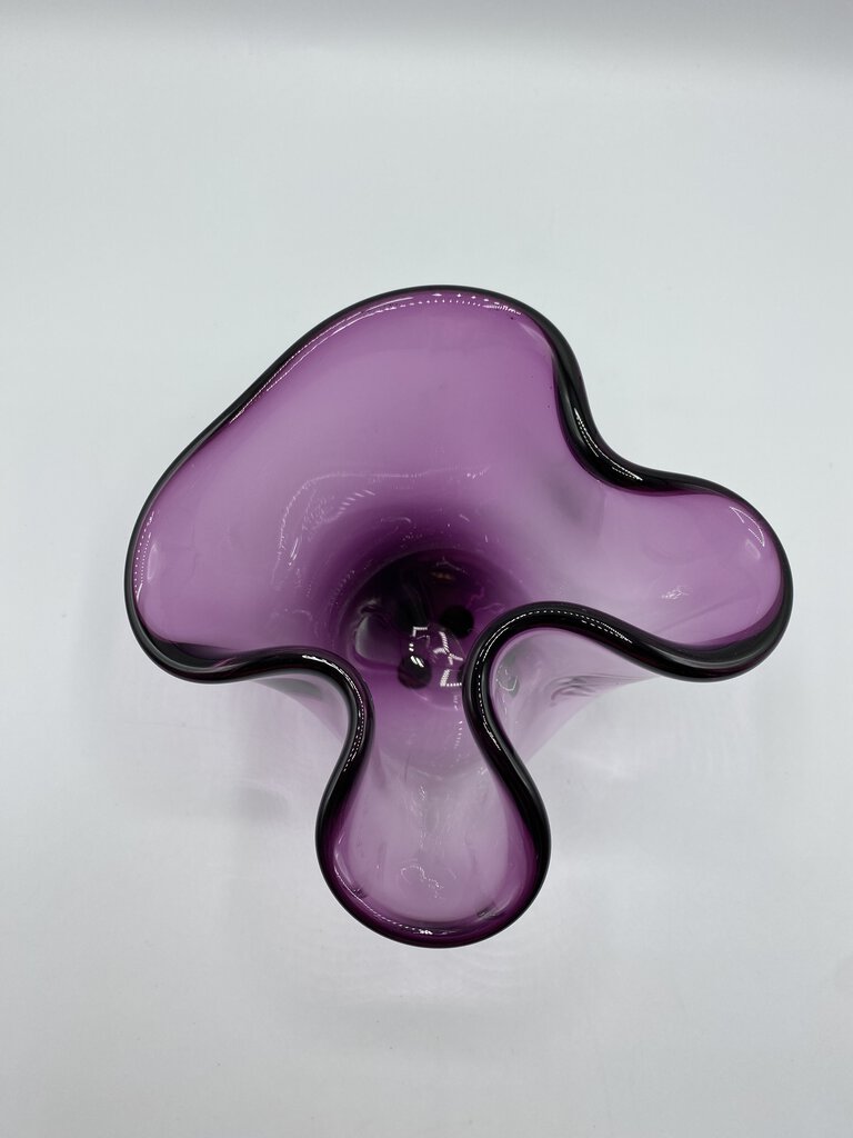 Amethyst Purple Art Glass Ruffled Edge Dish 5” /ro