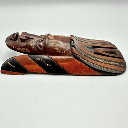 Vintage Hand Carved 8 1/2in African Tribal Mask Wall Decor /cb