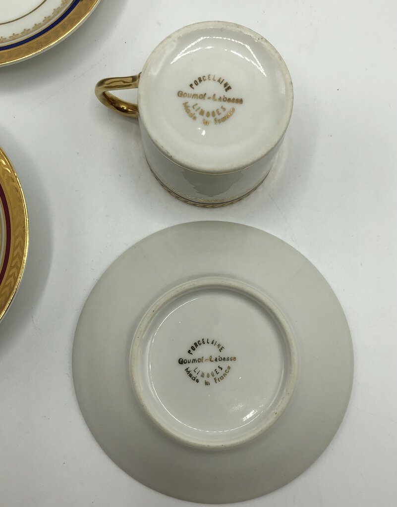 Goumot Labesse Limoges Demitasse Cup & Saucer Set of 4 /b