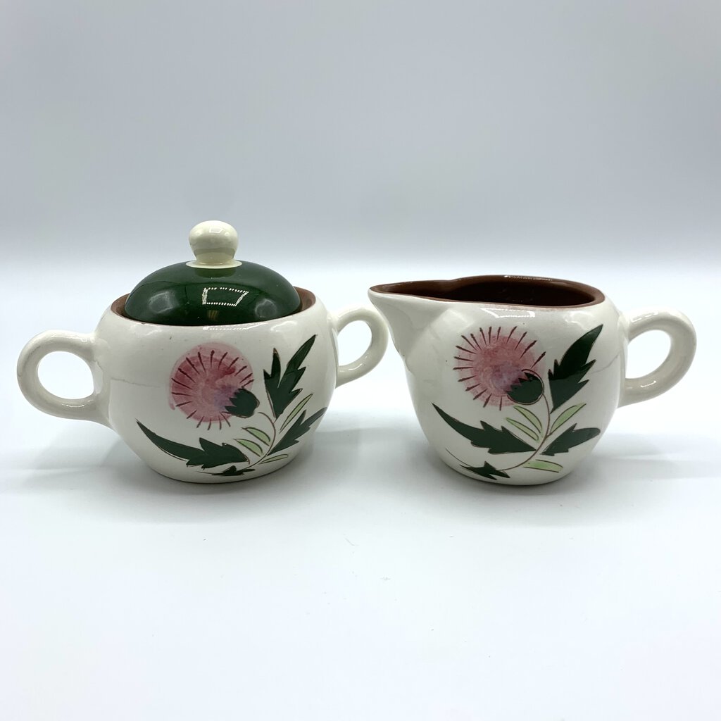 Vintage Mid-Century Stangl Pottery “Thistle” Sugar and Creamer Set /hg