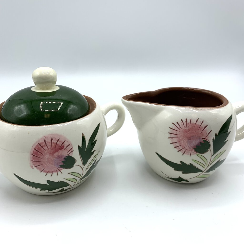 Vintage Mid-Century Stangl Pottery “Thistle” Sugar and Creamer Set /hg