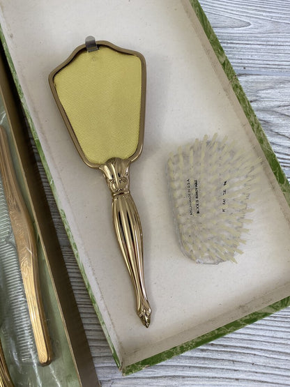 Vintage Lady Fair Gold Tone Vanity Set Mirror, Brush, Comb /rb