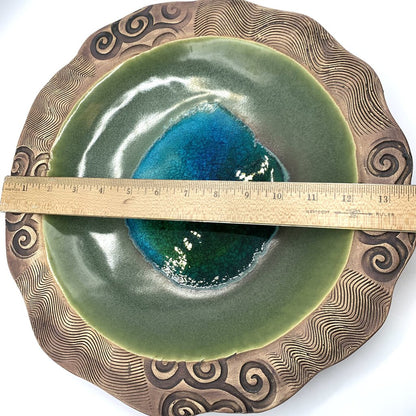 Susan Salmeron Studio Pottery Crackle Glass Bowl /hg