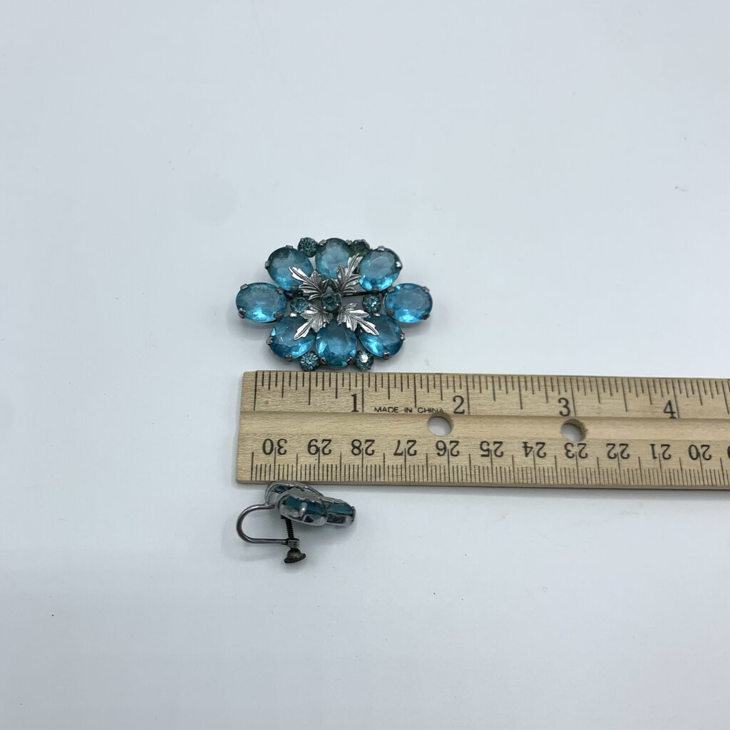 Vintage Czechoslovakian Glass Brooch and Earrings /hg