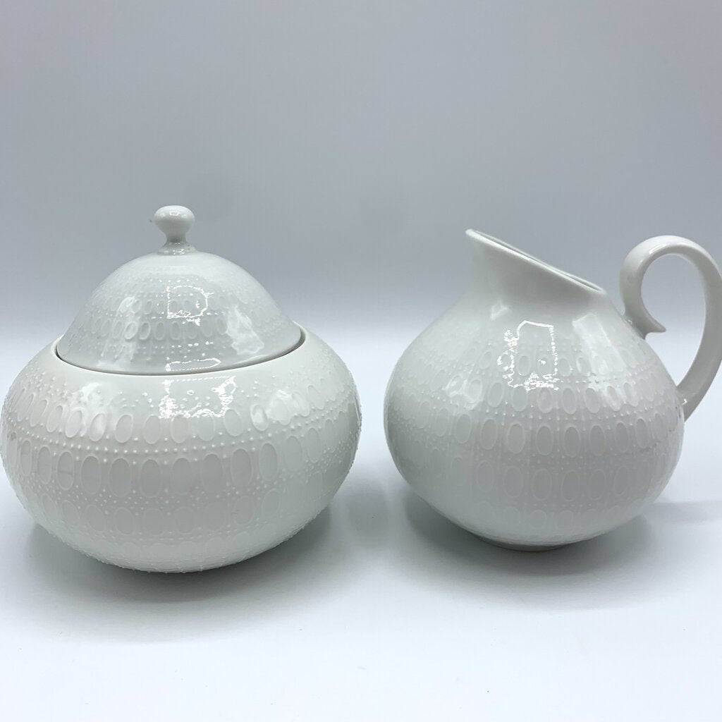 Vintage Mid-Century Bjorn Wiinblad Rosenthal “Romance White” Sugar and Creamer Set /hg