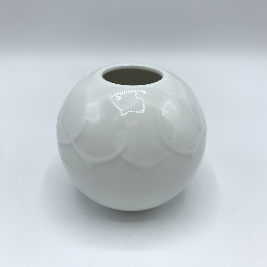 Vintage Mid-Century Bjorn Wiinblad Rosenthal White Lotus Sphere Vase /hg