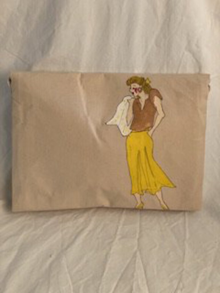 Retro 1990’ies Hand Painted Canvas Envelope Clutch/Purse /r