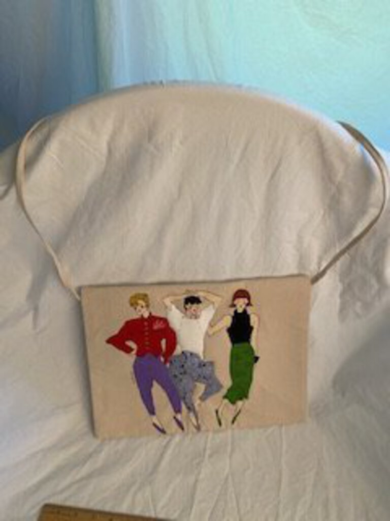 Retro 1990’ies Hand Painted Canvas Envelope Clutch/Purse /r