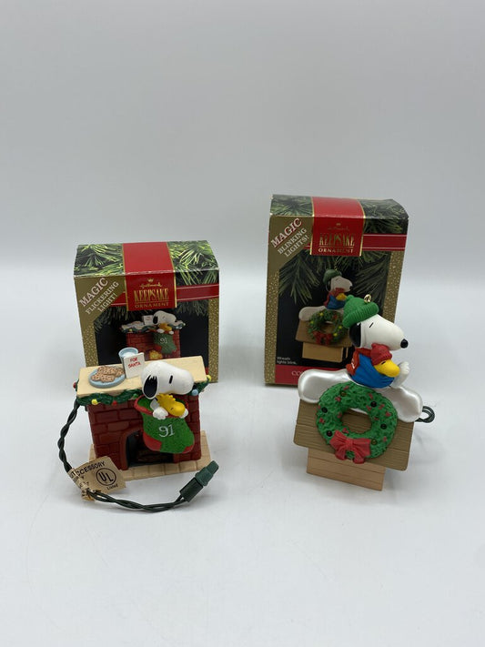 Hallmark Keepsake Ornament Snoopy Collectors Series Peanuts Magic Blinking Lights /rw