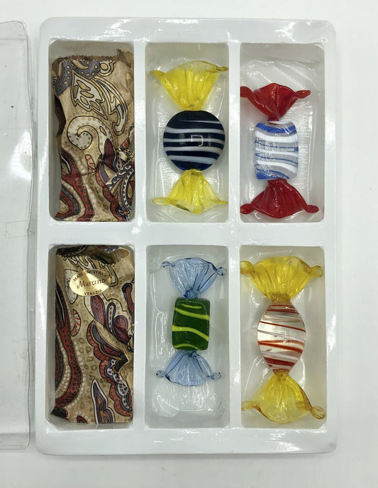 Vtg Box of Handmade Murano Glass Candies /b