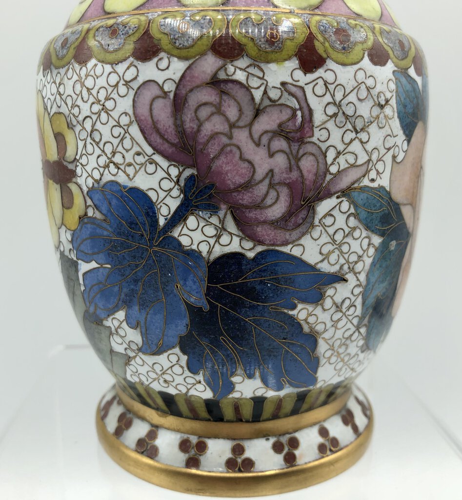 6” Floral Cloisonné Brass Vase /b