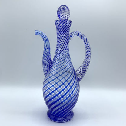 Vintage Pasabahce Cobalt Blue Swirl Art Glass Decanter /hgo