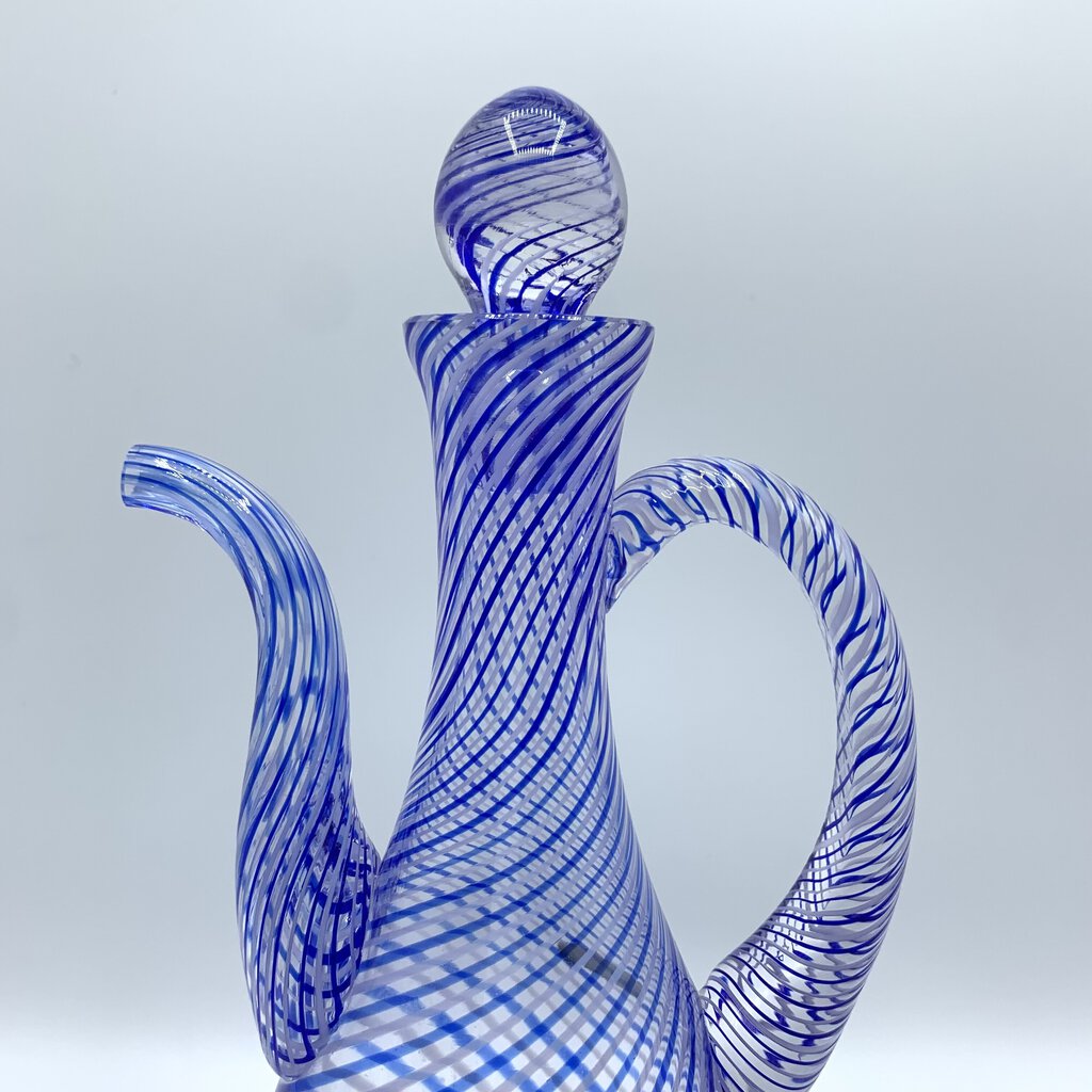 Vintage Pasabahce Cobalt Blue Swirl Art Glass Decanter /hgo