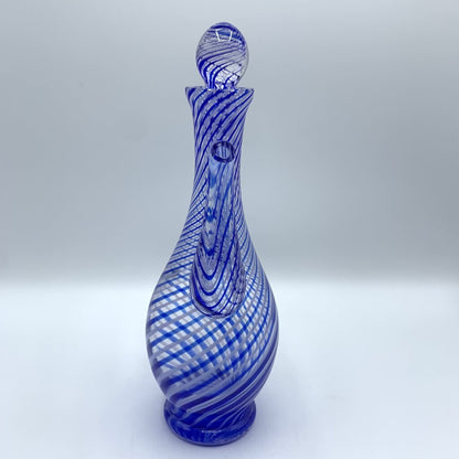 Vintage Pasabahce Cobalt Blue Swirl Art Glass Decanter /hgo