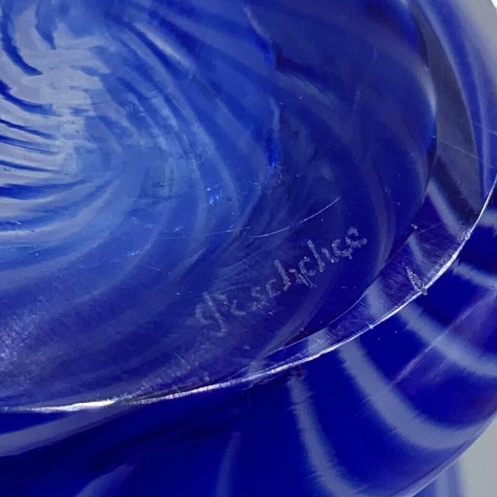 Vintage Pasabahce Cobalt Blue Swirl Art Glass Decanter /hgo