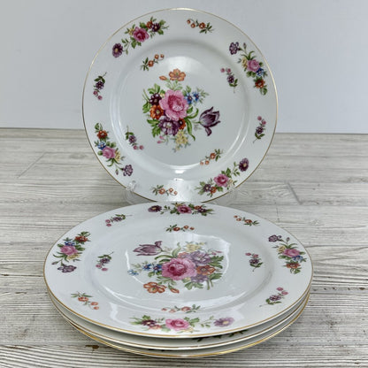 Vintage Aladdin Fine China Dresdenia Set Of 4 10” Dinner Plates Made In Japan /cb