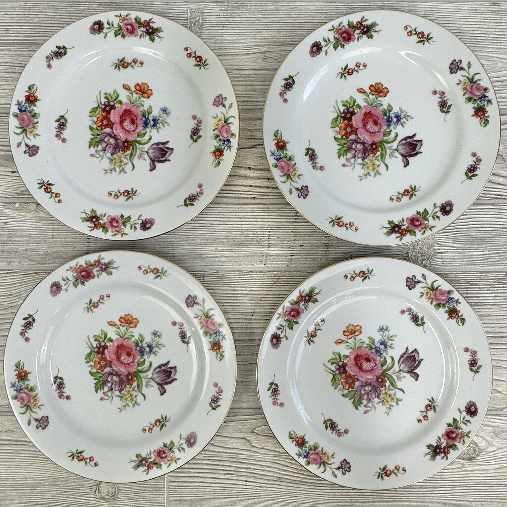 Vintage Aladdin Fine China Dresdenia Set Of 4 10” Dinner Plates Made In Japan /cb