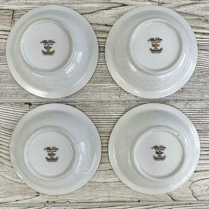 Vintage Aladdin Fine China Dresdenia Set of 4 7 3/4in Soup Bowls And 5 5/8in Dessert Bowls /cb