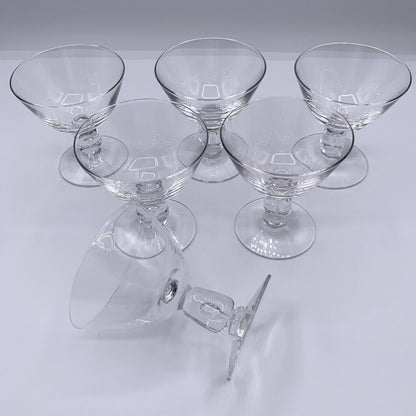 Vintage MCM Fostoria Diadem #6056 Tear Drop Bubble Liquor Cocktail Glasses Set of 6 /hge