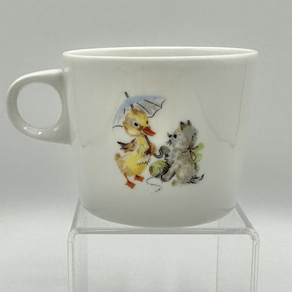 Adorable Lorenz Hutschenreuther Child’s Porcelain Mug and Bowl Set Dog Cat Duck /cb