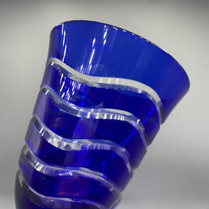 Stunning Cobalt Cut to Clear Water/Wine Goblets /hge