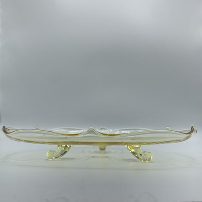 Vintage LANCASTER GLASS Topaz Footed Cake or Dessert Stand /hgo