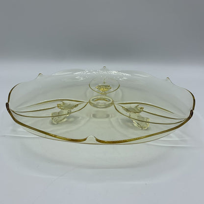 Vintage LANCASTER GLASS Topaz Footed Cake or Dessert Stand /hgo