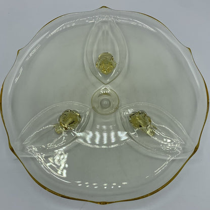 Vintage LANCASTER GLASS Topaz Footed Cake or Dessert Stand /hgo