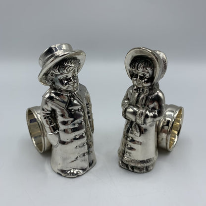 Vintage International Silver Meriden Brittanica Reproduction Silverplate Figural Napkin RIngs /hgo