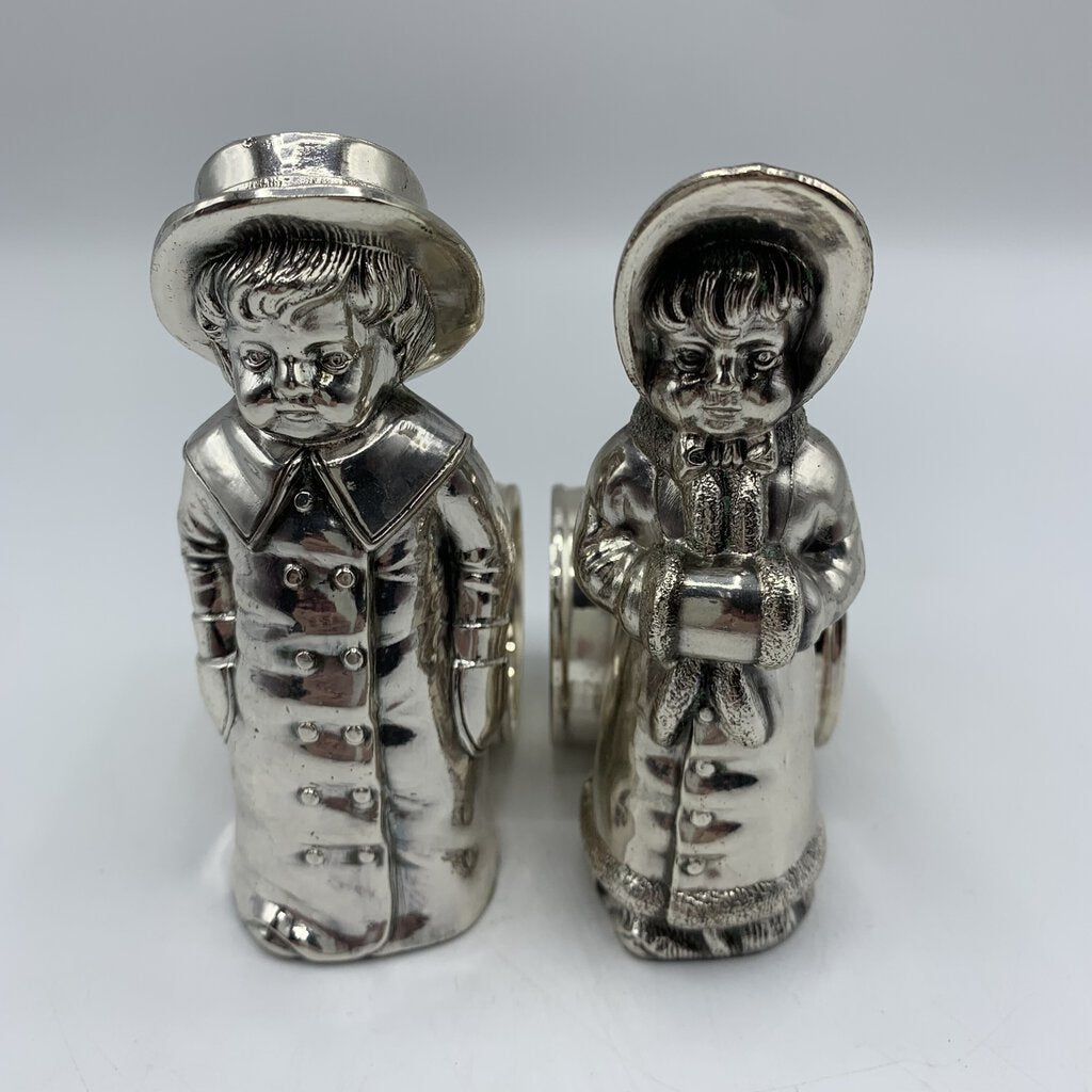 Vintage International Silver Meriden Brittanica Reproduction Silverplate Figural Napkin RIngs /hgo