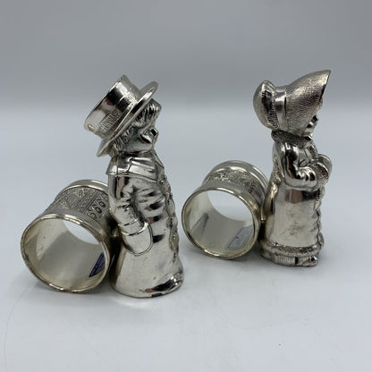 Vintage International Silver Meriden Brittanica Reproduction Silverplate Figural Napkin RIngs /hgo