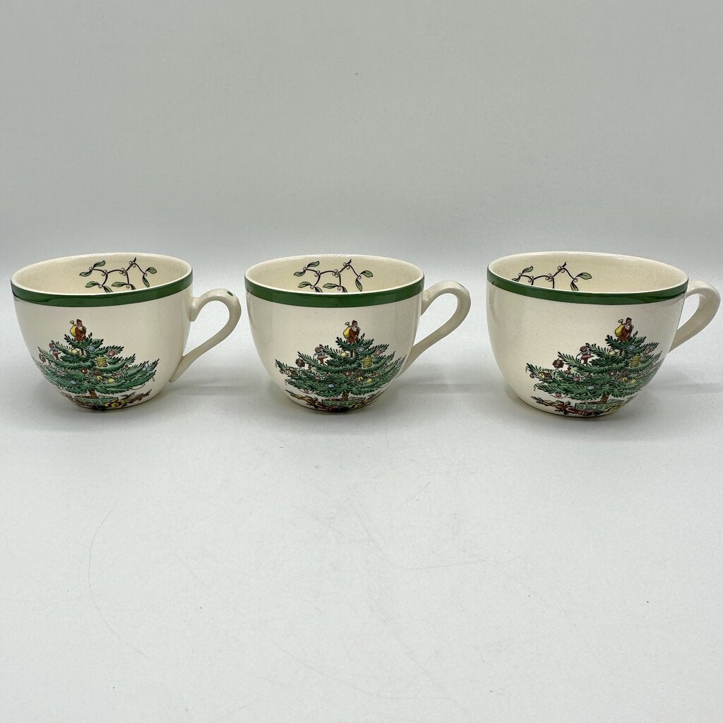 Vintage Christmas Tree By SPODE 3 Cup and Saucer Sets /cb