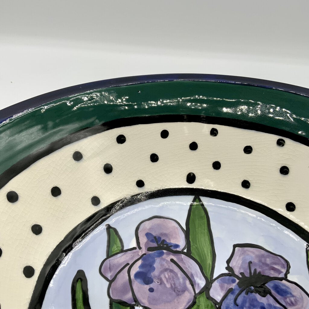Hand Painted Art Studio Pottery Floral Bowl /ah