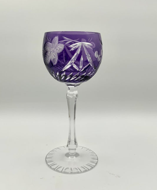 Purple Hand Blown Amethyst Hock Wine Glass Goblet /ah