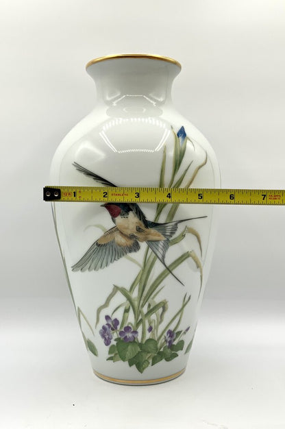 Franklin Porcelain The Meadowland Bird Vase Limited Edition 1980 /ah