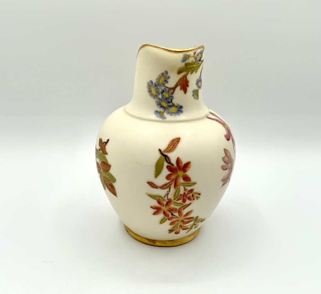 Royal Worcester Hand Painted Porcelain Ewer Floral Gold #1094 /ah