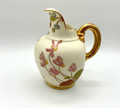 Royal Worcester Hand Painted Porcelain Ewer Floral Gold #1094 /ah